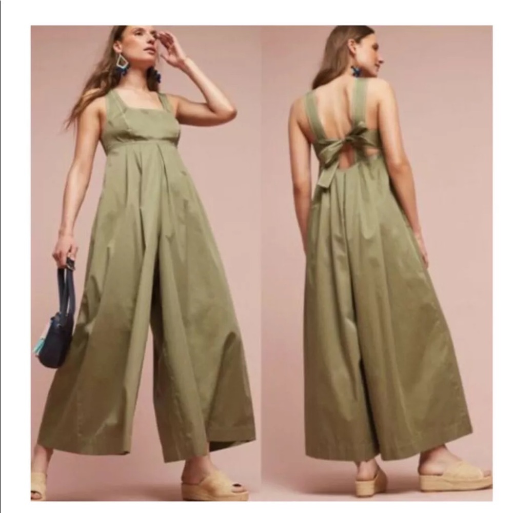 Anthropologie Olive Green Jumpsuit